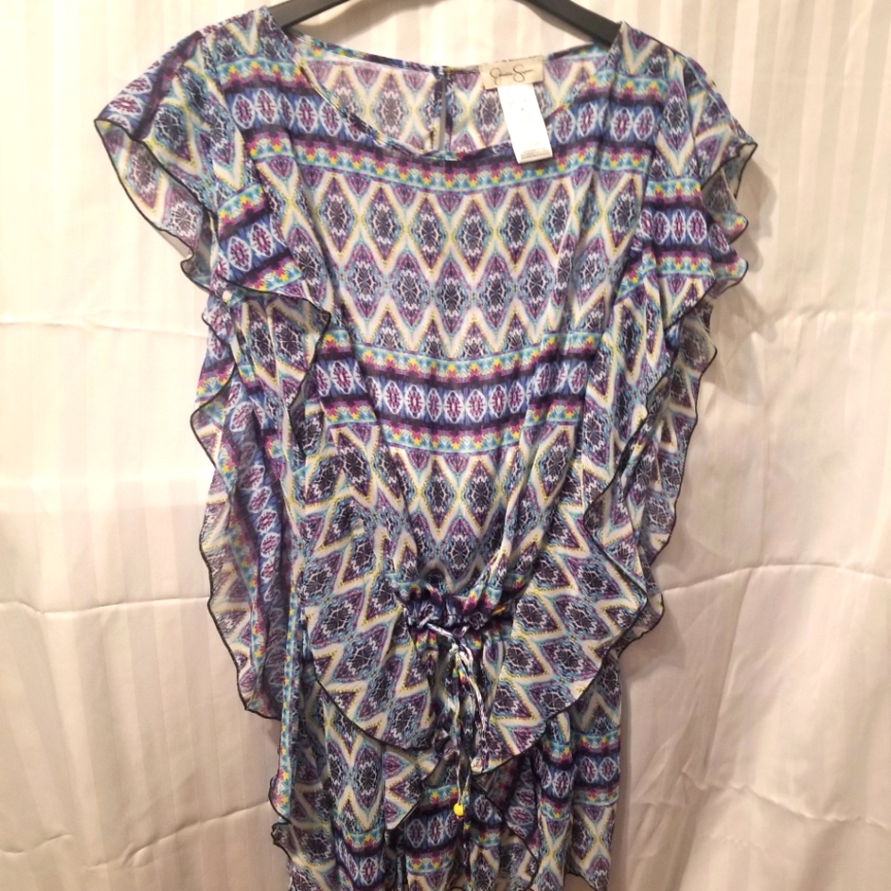Jessica Simpson sheer shirt